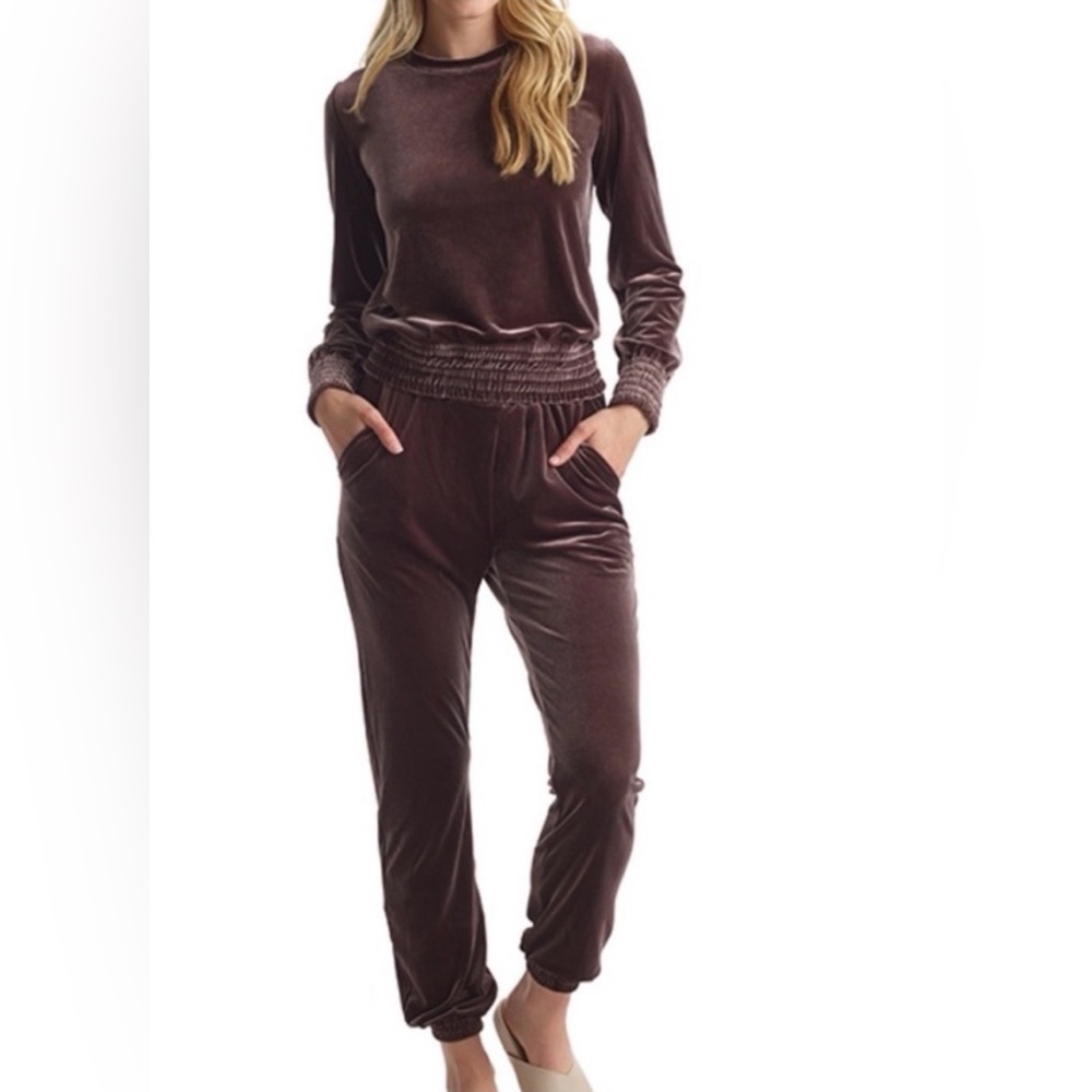 Commando brown velour jogger pants